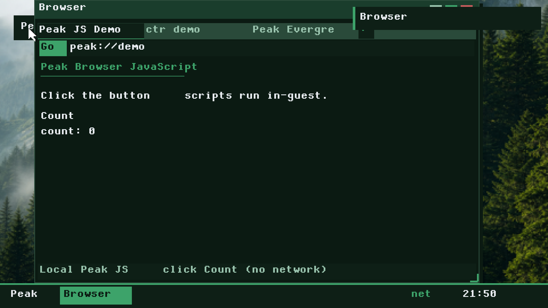 Peak OS browser window